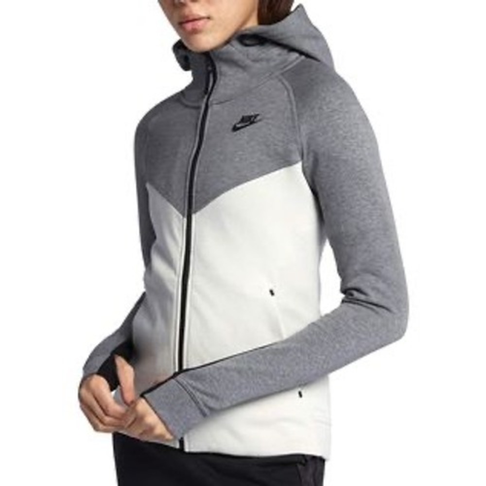 Nike Tech Fleece Windrunner Full Zip Hoodie Grey Cream 842846-093 Womens Large